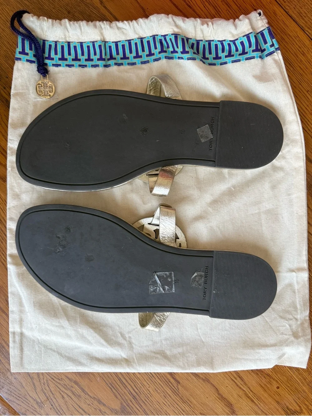 Tory Burch Gold Logo Thong Sandals